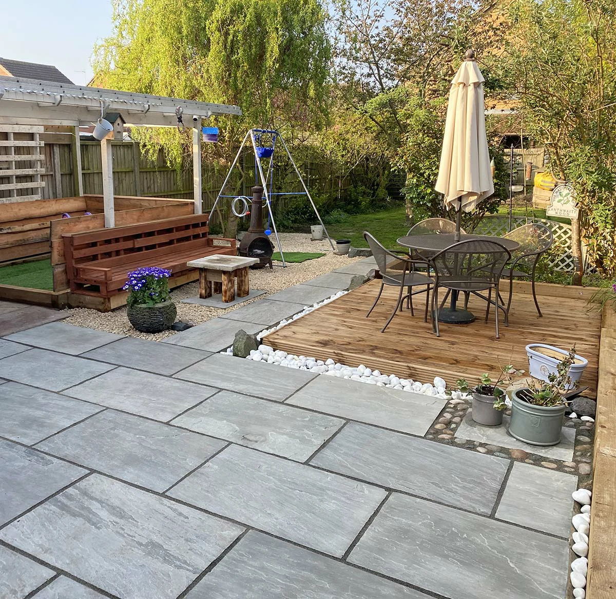 Kandla Grey Indian Sandstone Paving Slabs - Tumbled - 600x600 - 22mm